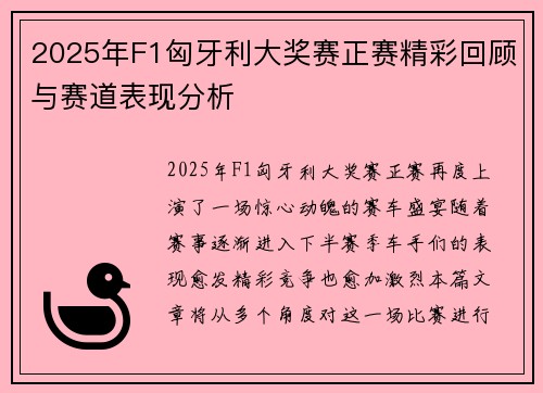 2025年F1匈牙利大奖赛正赛精彩回顾与赛道表现分析